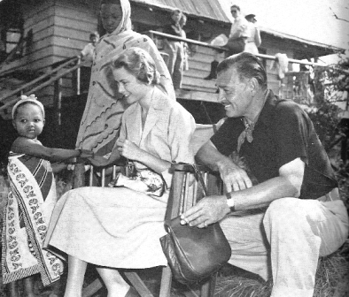 Grace Kelly and Clark Gable on the set of Mogambo