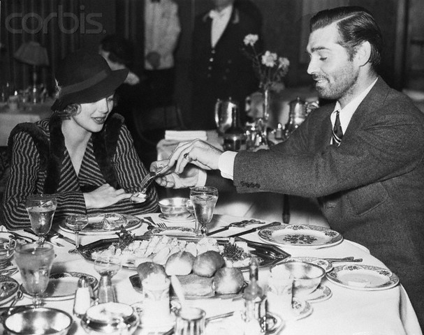 Loretta Young and Clark Gable out to dinner in Seattle during filming of Call of the Wild